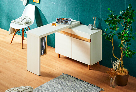 大川家具】デスク(キャビネットタイプ) 110cm幅 シェイク ホワイト