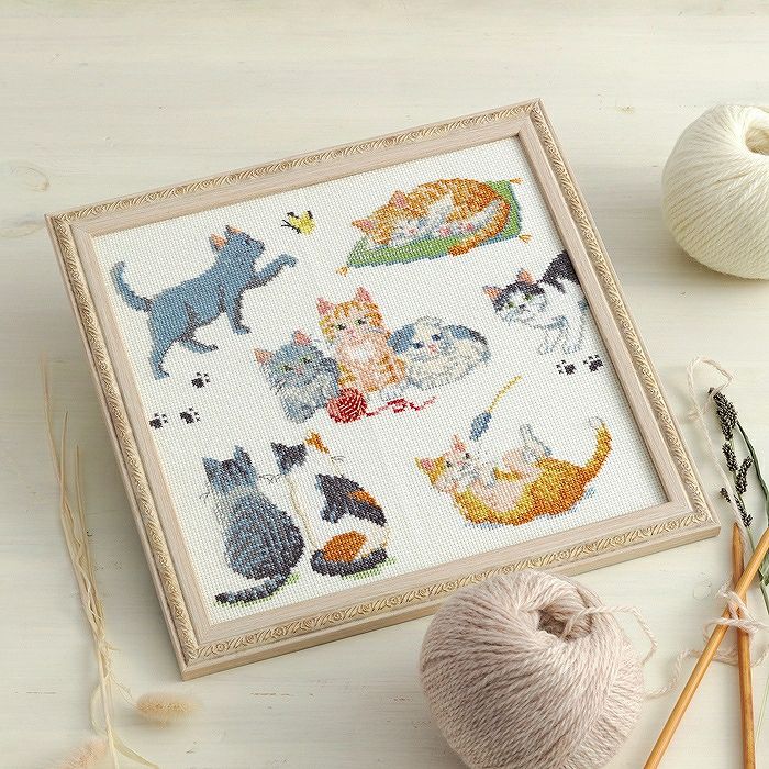 クロスステッチフレーム＜ハッピーハートフラワー＞ | リバティ 生地