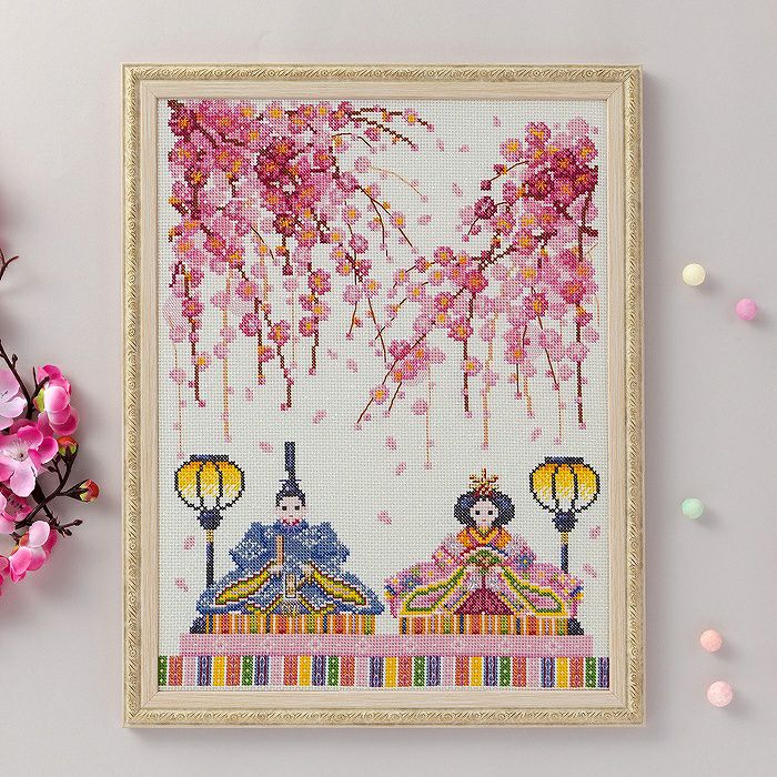 クロスステッチフレーム＜桃の節句飾り＞ | リバティ 生地、編み物