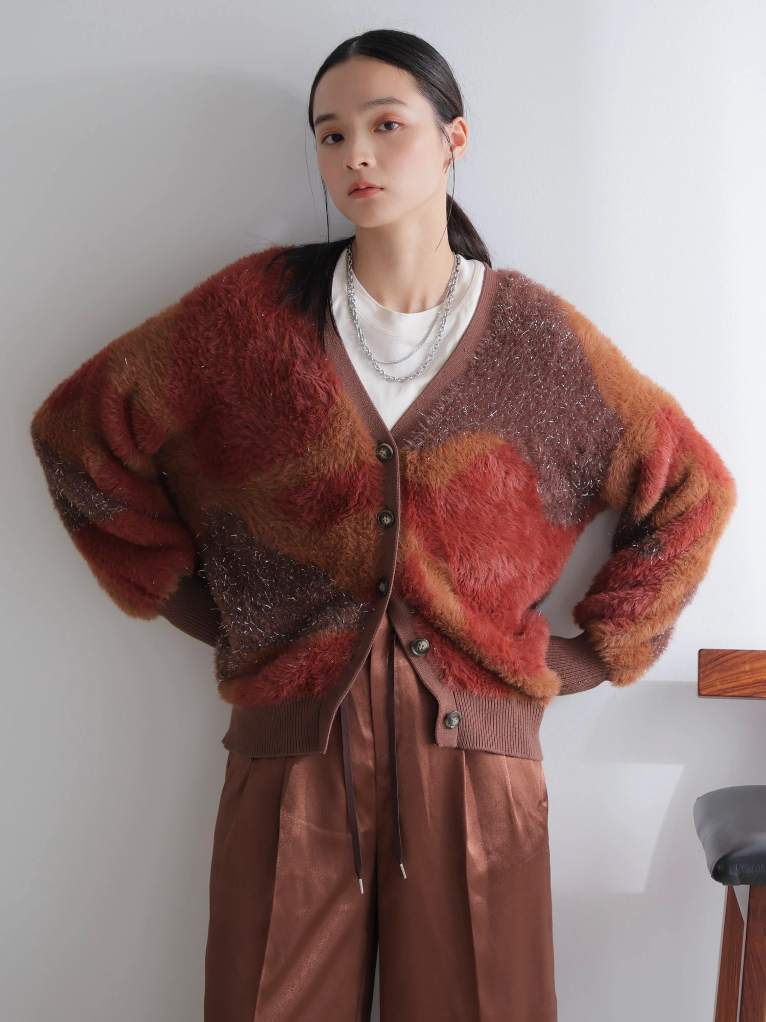 LADYMADE（レディメイド）｜ ラメフェザージャガードニット