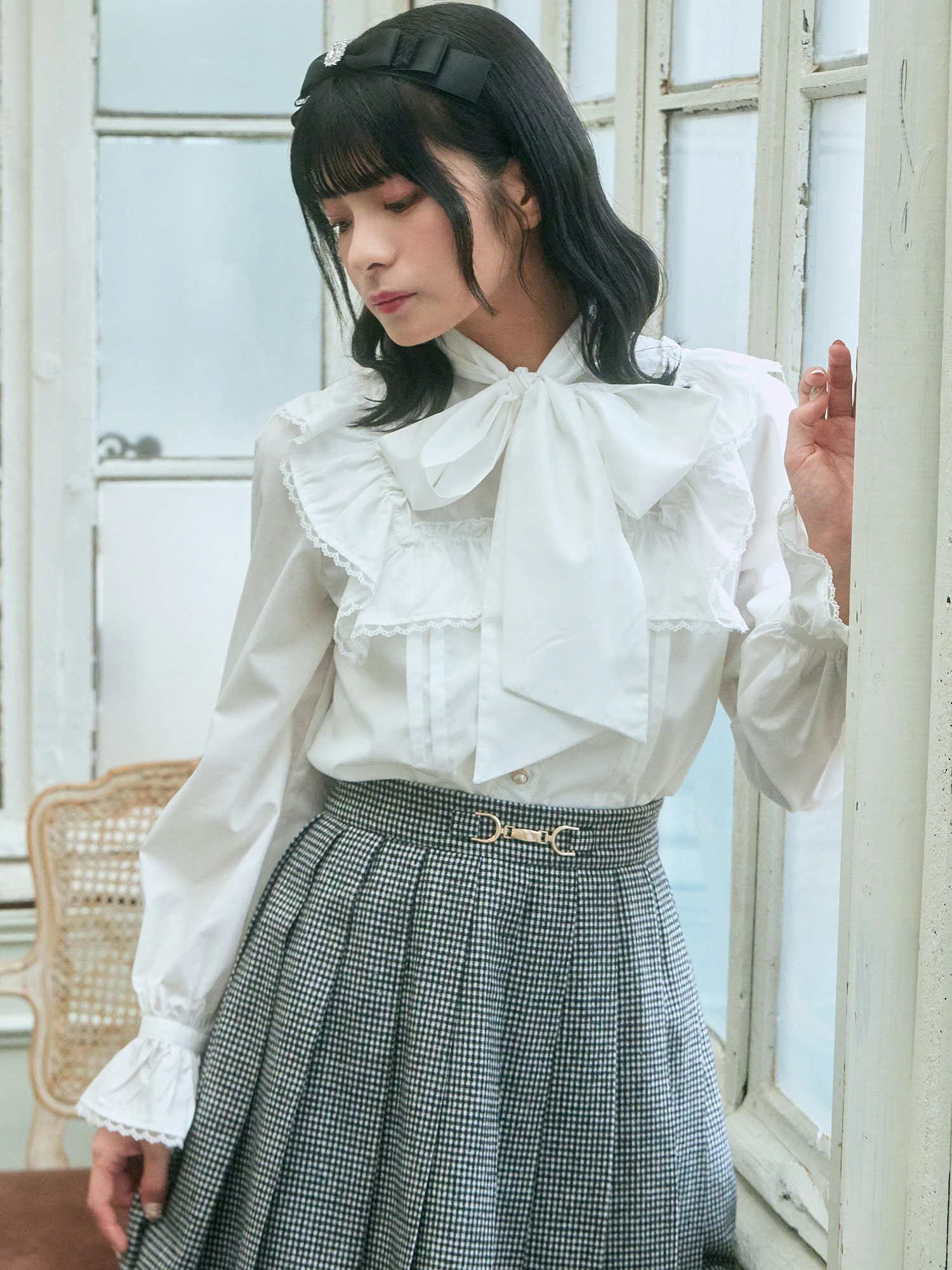 スクエアヨークリボンタイブラウス - Ank Rouge(アンクルージュ)の