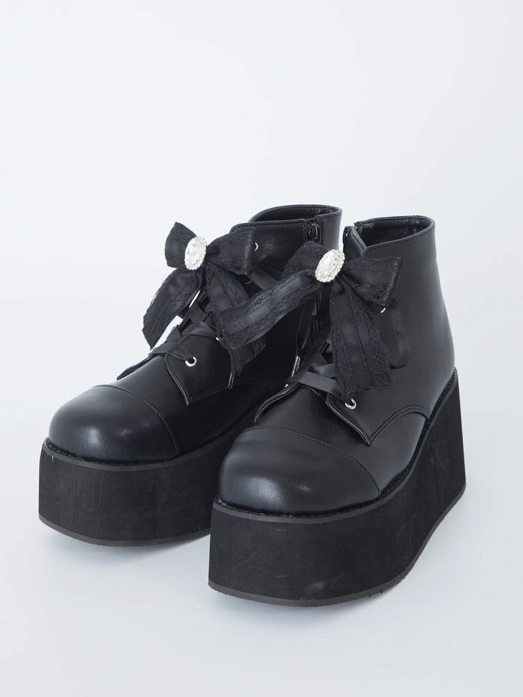 ハートビジューリボン厚底シューズ - Ank Rouge(アンクルージュ)の