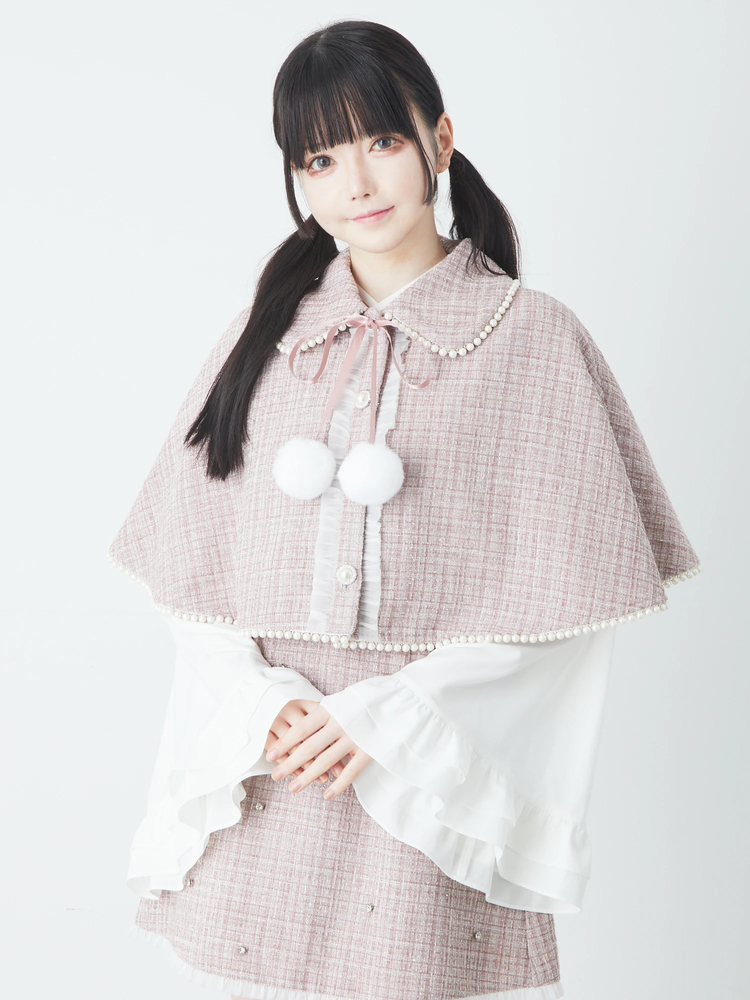 ぽんぽんツィードケープ - Ank Rouge(アンクルージュ)のポンチョ