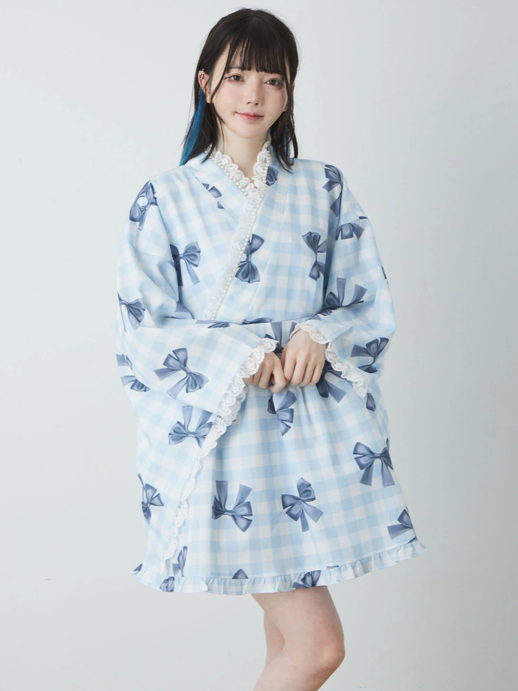 Bemqinギンガムリボン浴衣ワンピース - Ank Rouge(アンクルージュ)の
