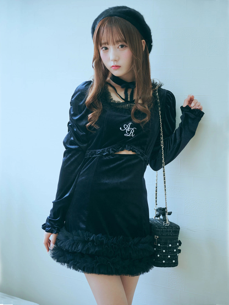 チュールフリルフロントあきベロアOP - Ank Rouge(アンクルージュ)の