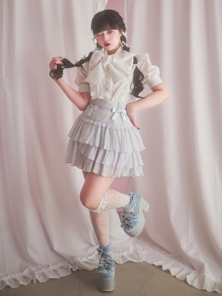 チュールフリルリボンタイブラウス - Ank Rouge(アンクルージュ)の