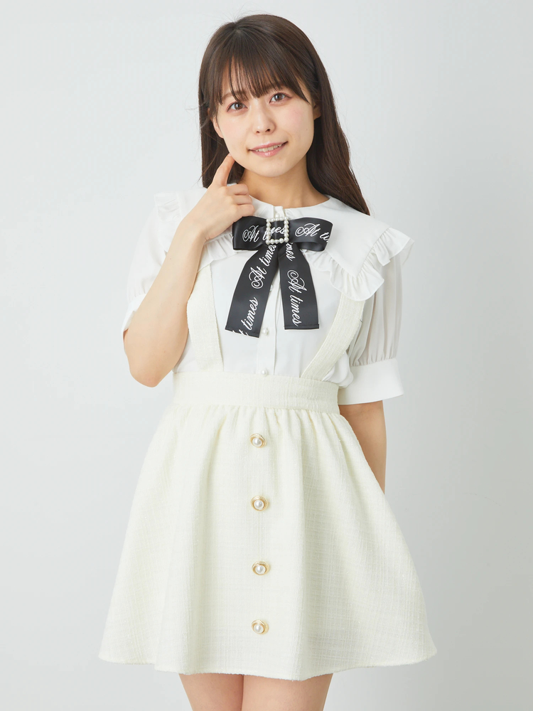 サス付きツイードギャザーSK - Ank Rouge(アンクルージュ)のスカート