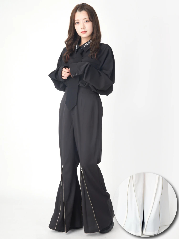 ZIPフレアパンツ - Jamie エーエヌケー(ジェイミーエーエヌケー)の