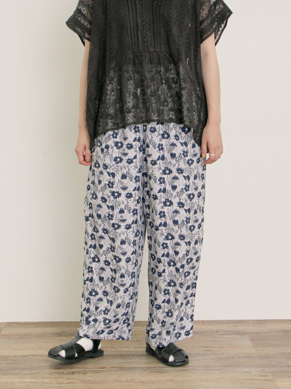 セール】 ◎花柄イージーパンツ（ピンク/ネイビー/キナリ/ボトムス