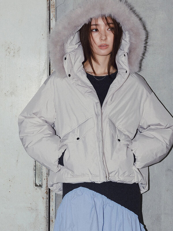 セール】 【宮本茉由着用】フードショートダウンジャケット（ブラック