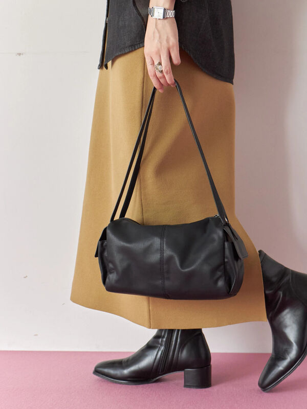 セール】 ダブルストラップミニバッグ（ブラック/ボルドー/ライト