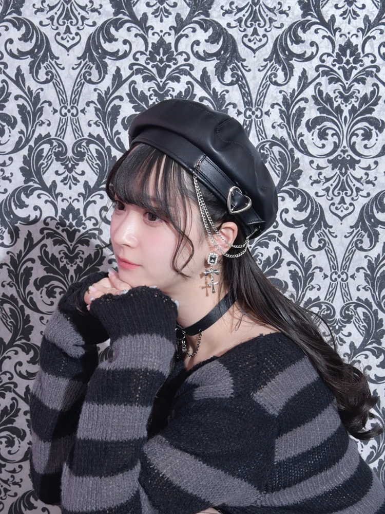 ハートバックルチェーンベレー帽（帽子｜A柄・B柄）｜【公式