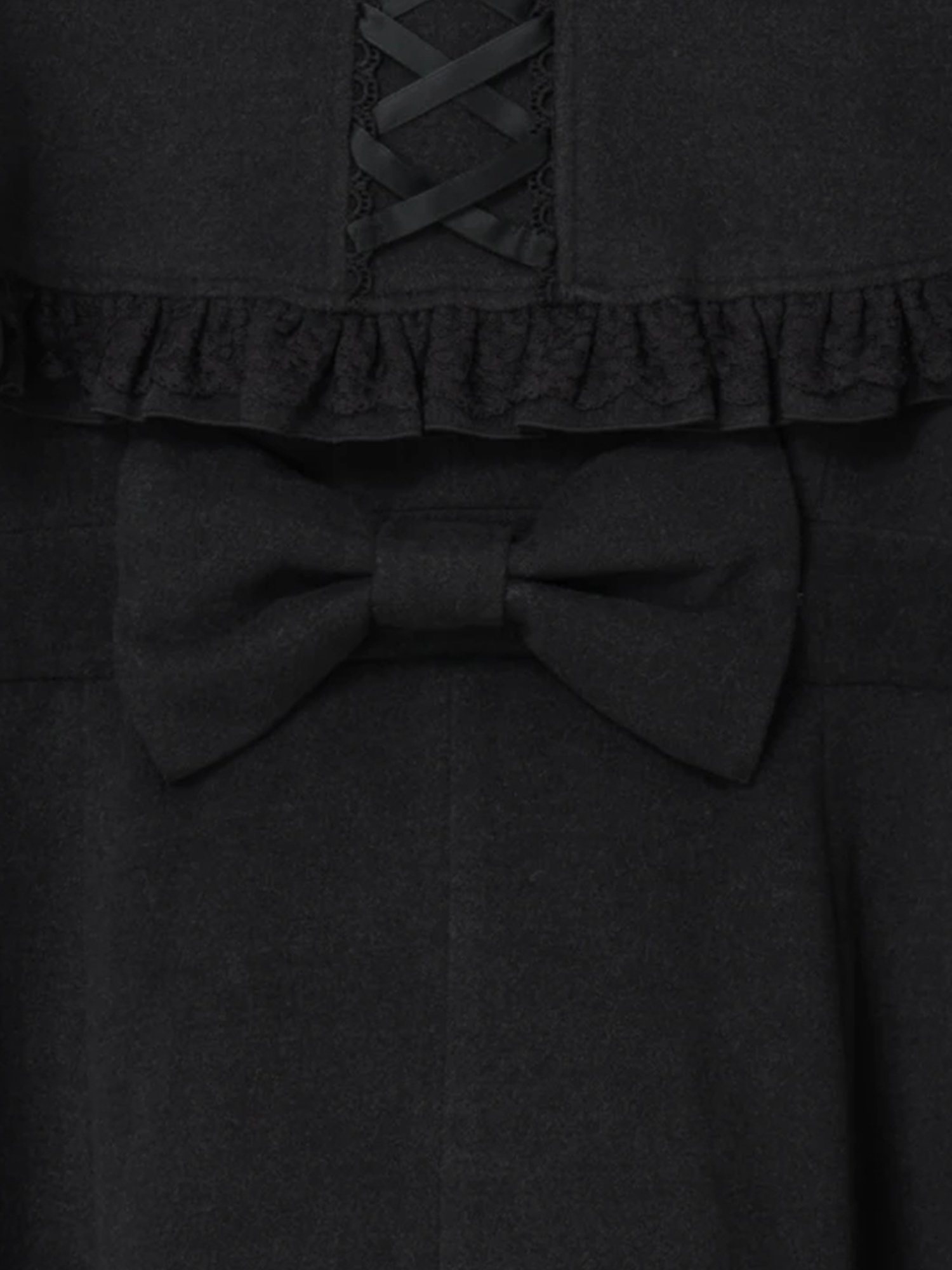 ゴシックフリルレースアップケープコート（コート｜濃グレー・黒