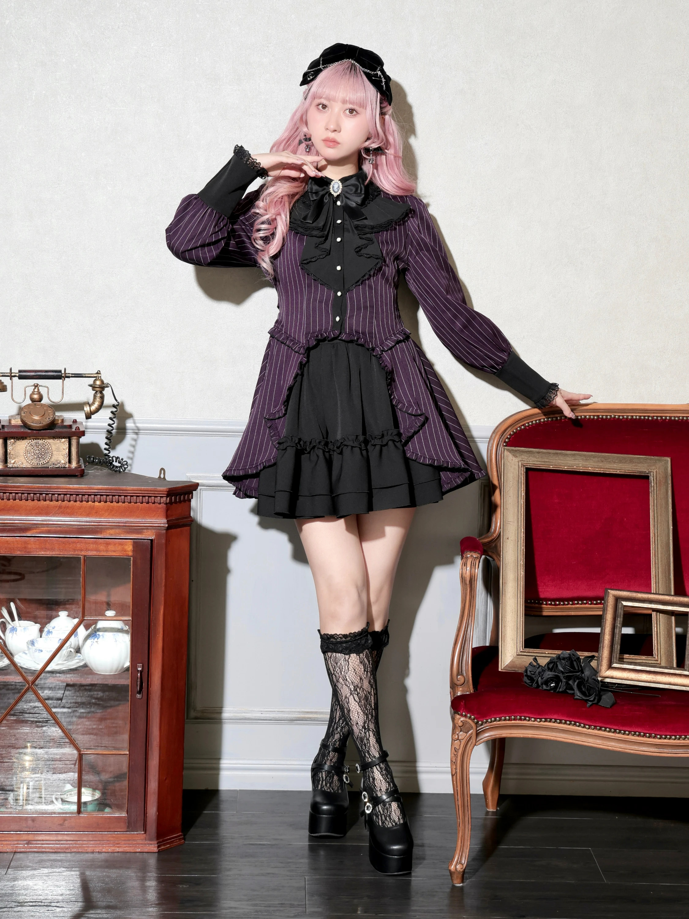 ゴシックラッフルセットアップ（セットアップ｜紫・黒）｜【公式