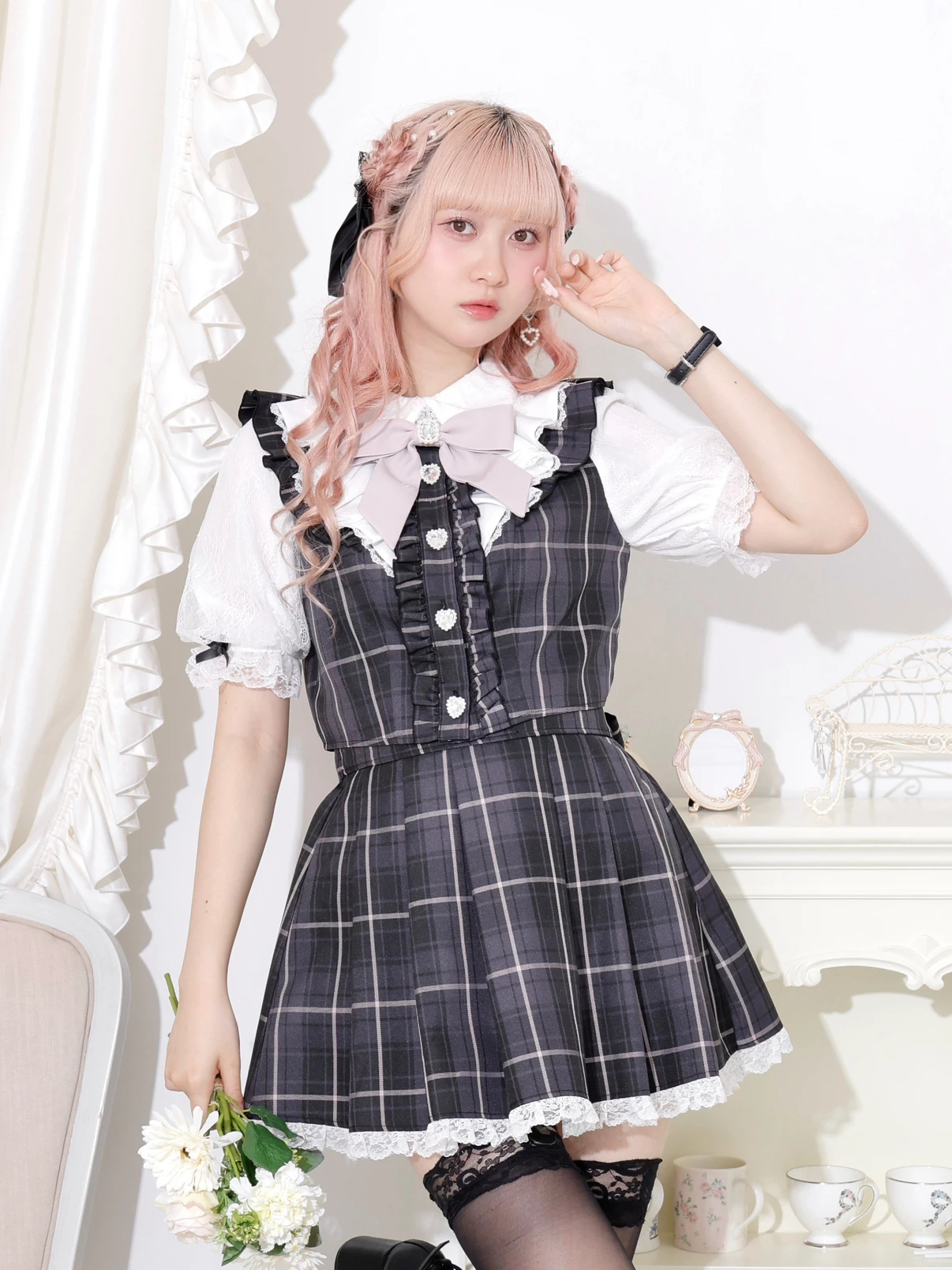 ハートビジューバックリボンラッフルセットアップ（セットアップ