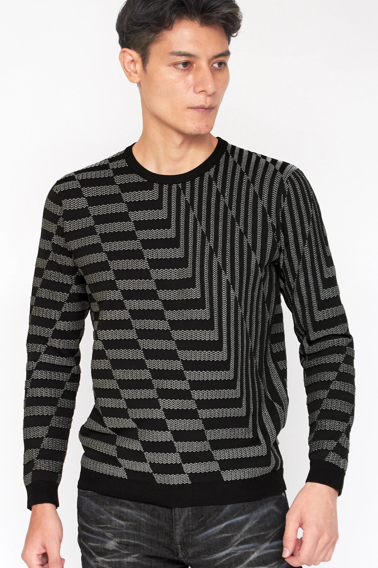 TORNADO MART∴バイアスリンクスクルーネックニット / TORNADO MART