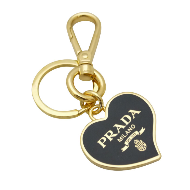 プラダ ハート キーホルダー 黒×ゴールド PRADA