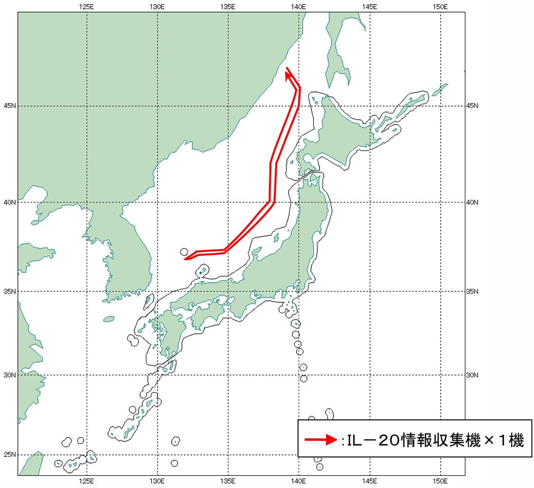 ロシア軍情報収集機1機が日本海上空を飛行（4月17日、IL-20）｜J