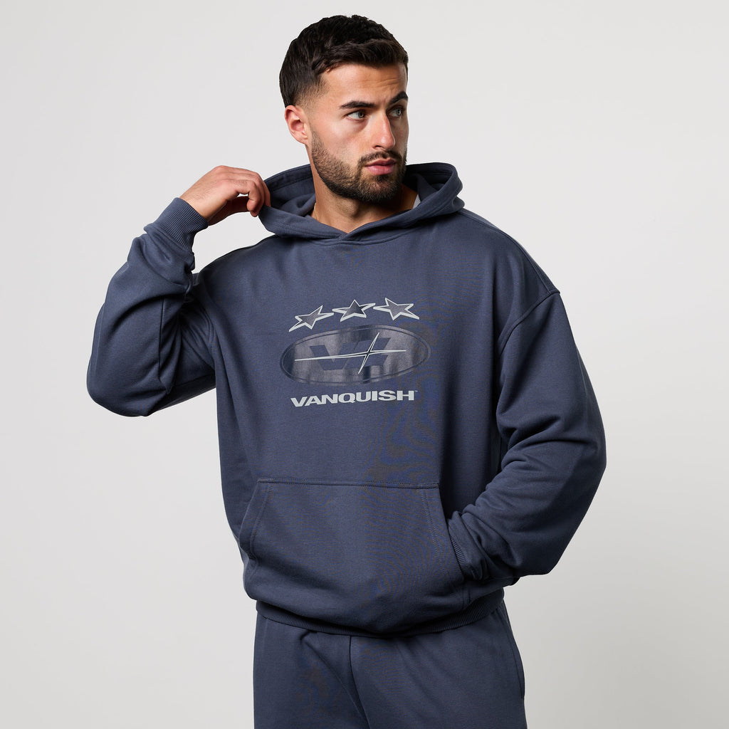 VANQUISH FITNESS Powerlineモデル ダスクブルー オーバーサイズ パーカー