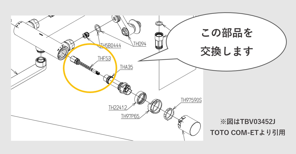 TBV03409Jの水漏れ・温度不良修理等の補修部品・後継機種解説