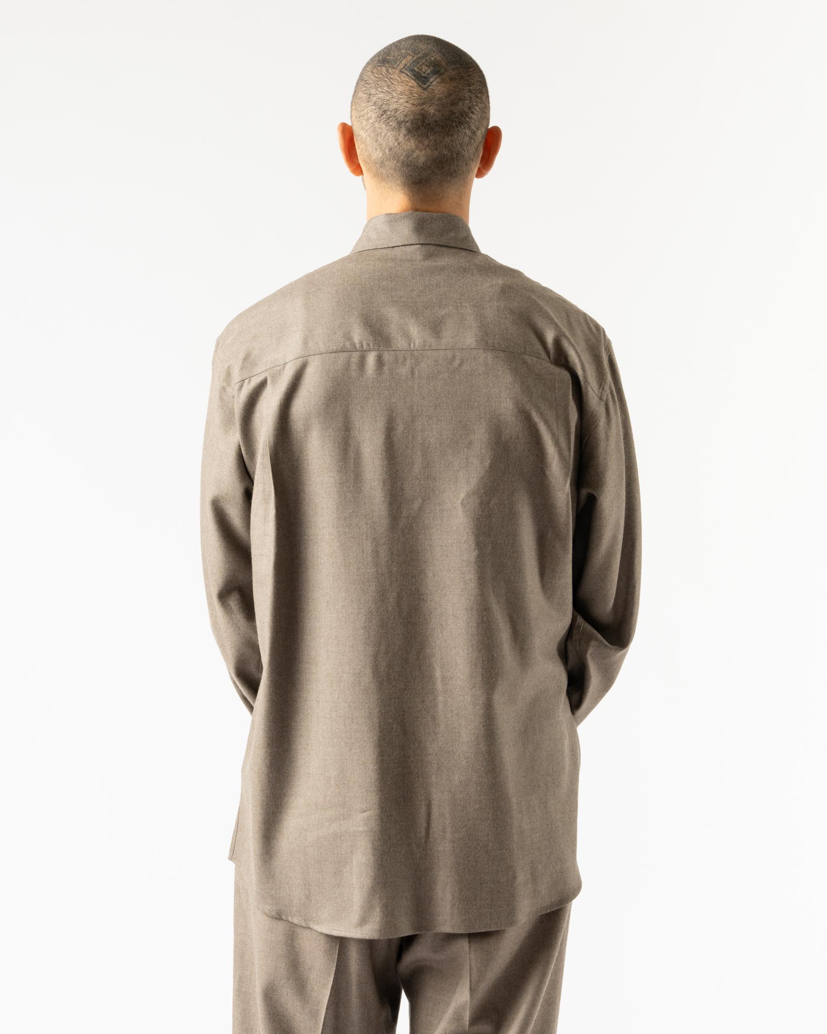 Auralee Super Light Wool Shirt in Top Brown Curated at Jake and Jones