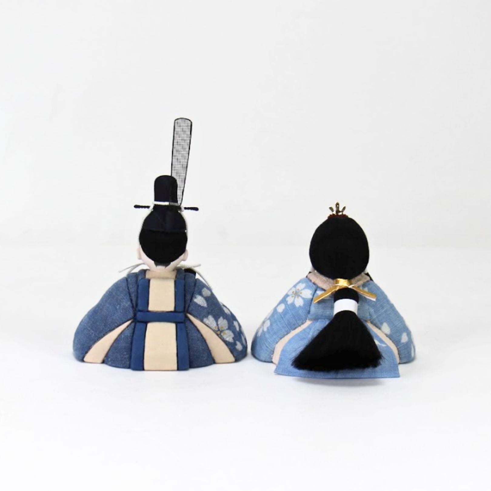 雛人形セット 藍染 | 桜柄 | 丸型グレー台 | 工房 縫nui