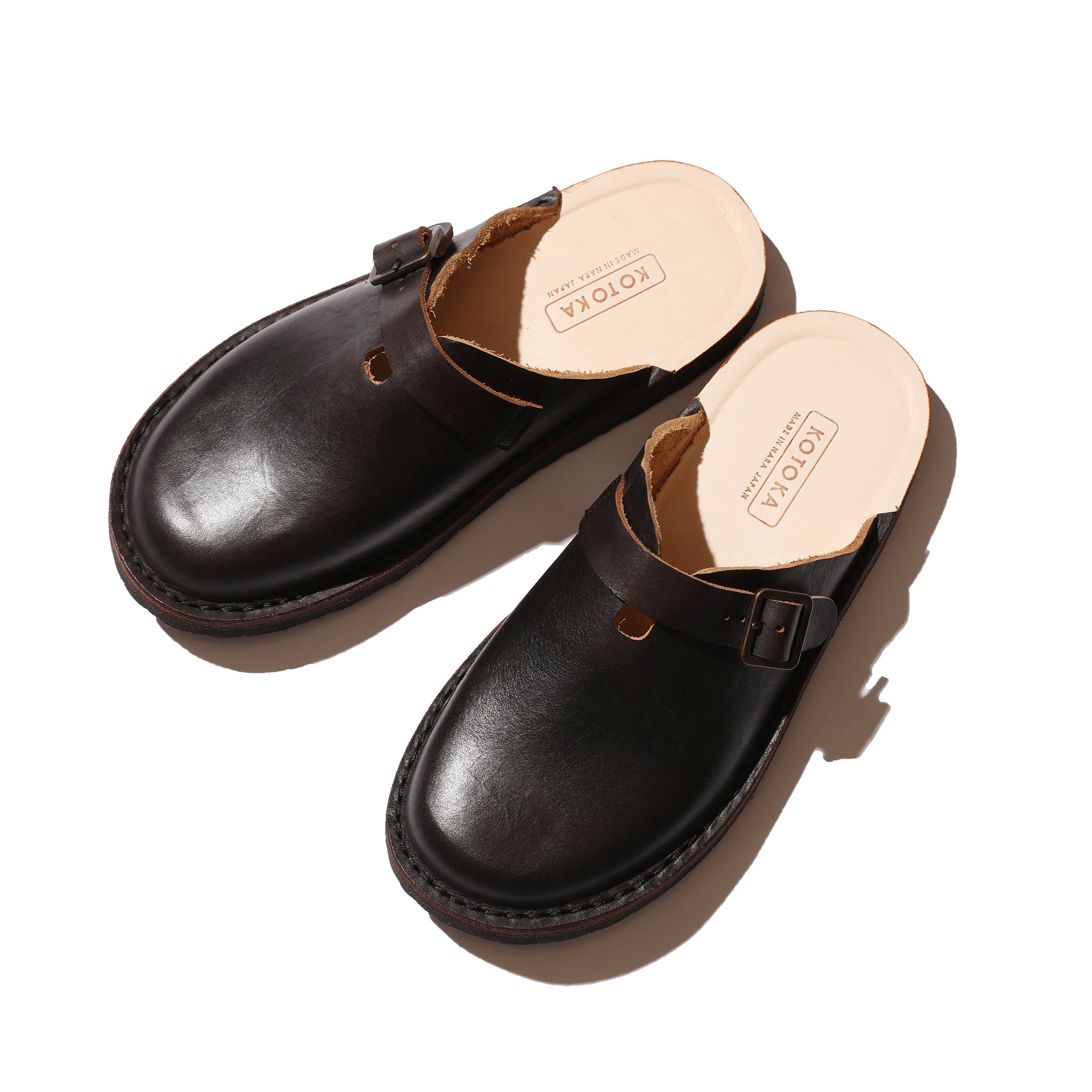 KOTOKA ならやまサンダル たつのハンドワックスレザー Black【KTO-2004