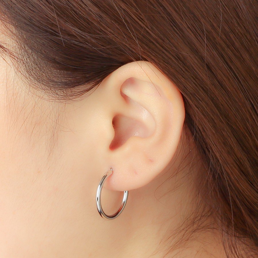 K18 ホワイトゴールド フープピアス（20mm） （7282157551773