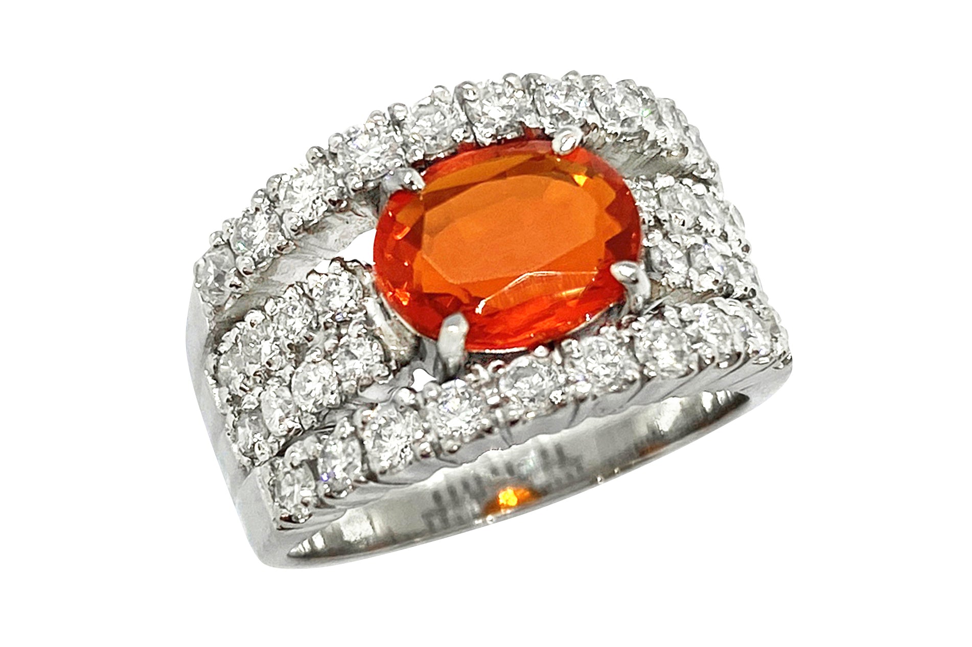 Mexican Opal Pt900メキシコオパール ダイヤモンドリング (NO.128267