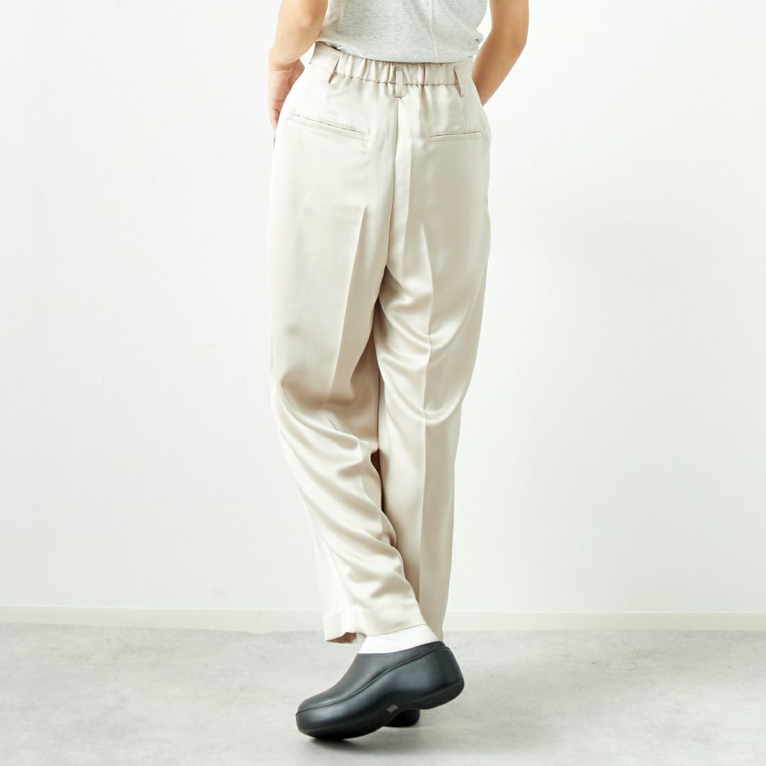 ma couleur [マ クルール] シルキーサテン ダブルクロスタックワイド