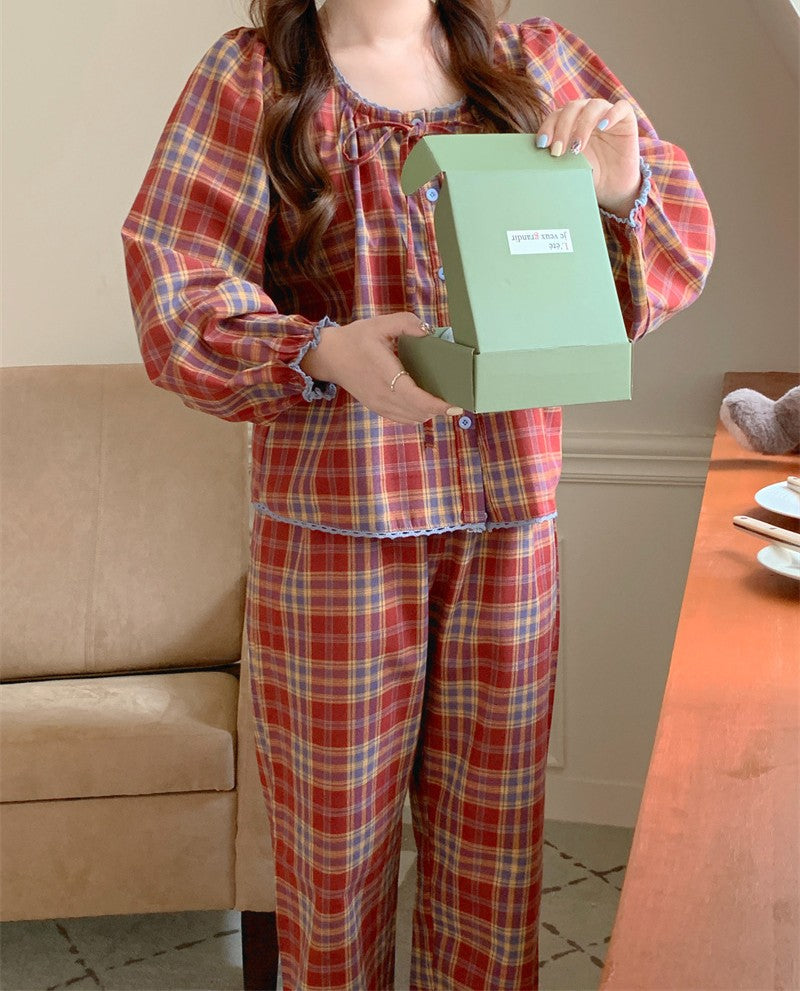 レッドタータンチェックセットアップパジャマ – JIMJAMIE