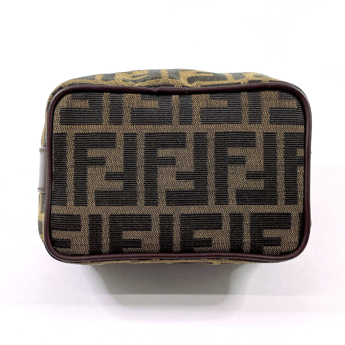 FENDI Pouch Vanity bag Zucca canvas/leather Brown Women Second