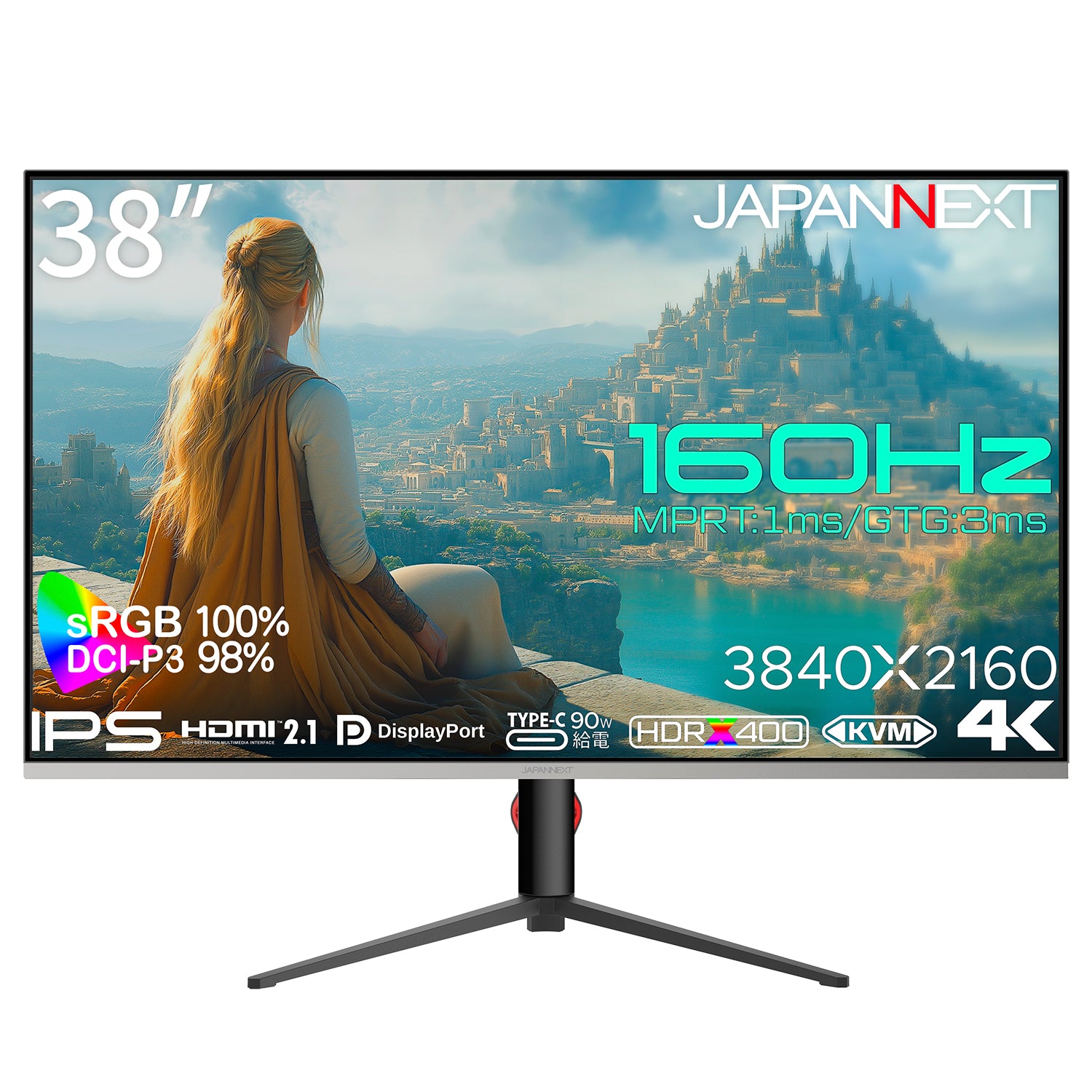 JAPANNEXT 大画面38インチ 4K(3840x2160)解像度 IPSパネル搭載 160Hz