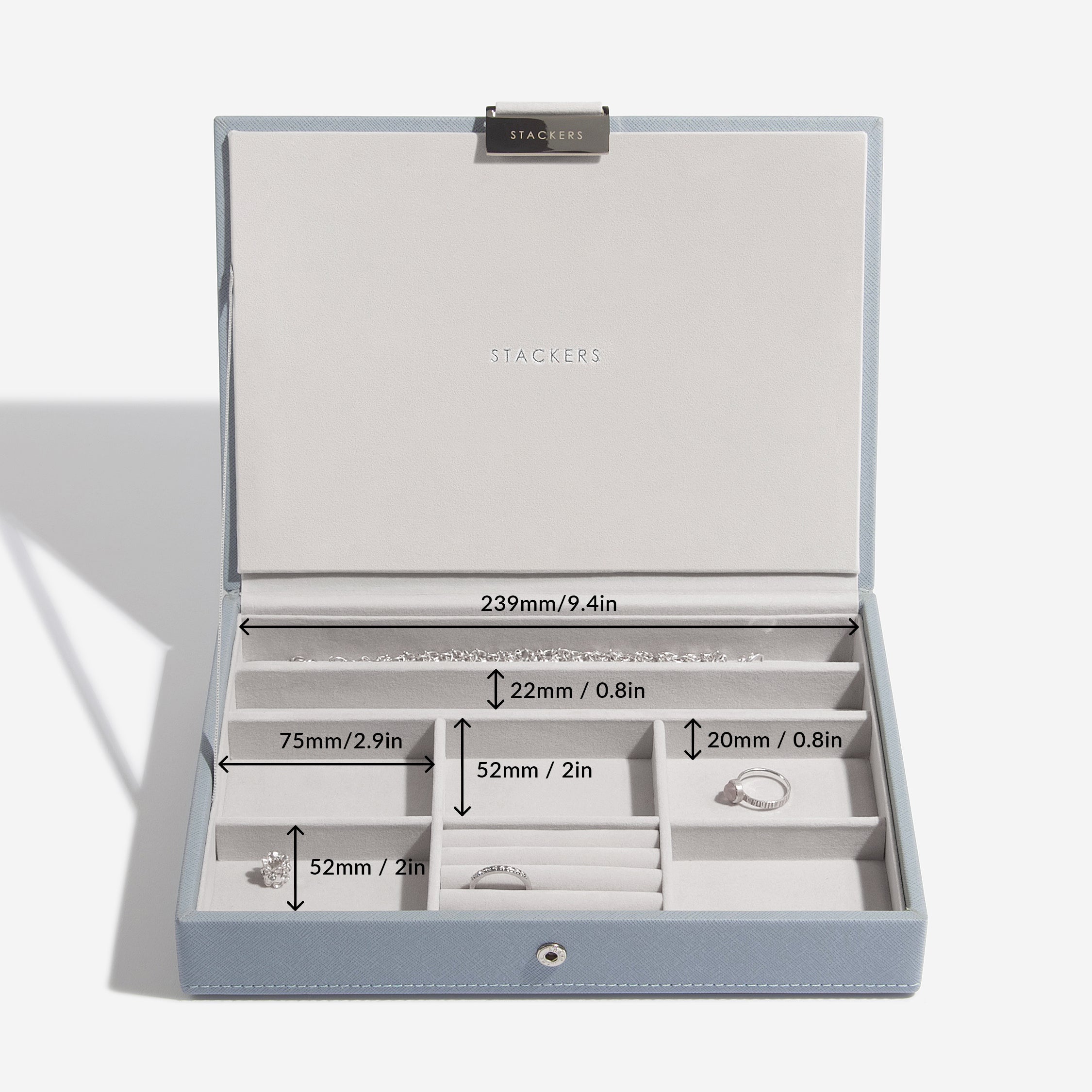 Stackers Dusky Blue Classic Jewellery Box – STACKERS LONDON