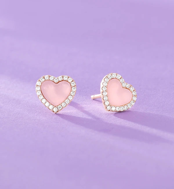 ピンクマザーオブパール ハート スタッドピアス | APM Monaco