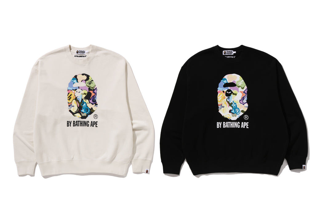 ART CAMO BY BATHING APE RELAXED FIT CREWNECK SWEATSHIRT | bape.com