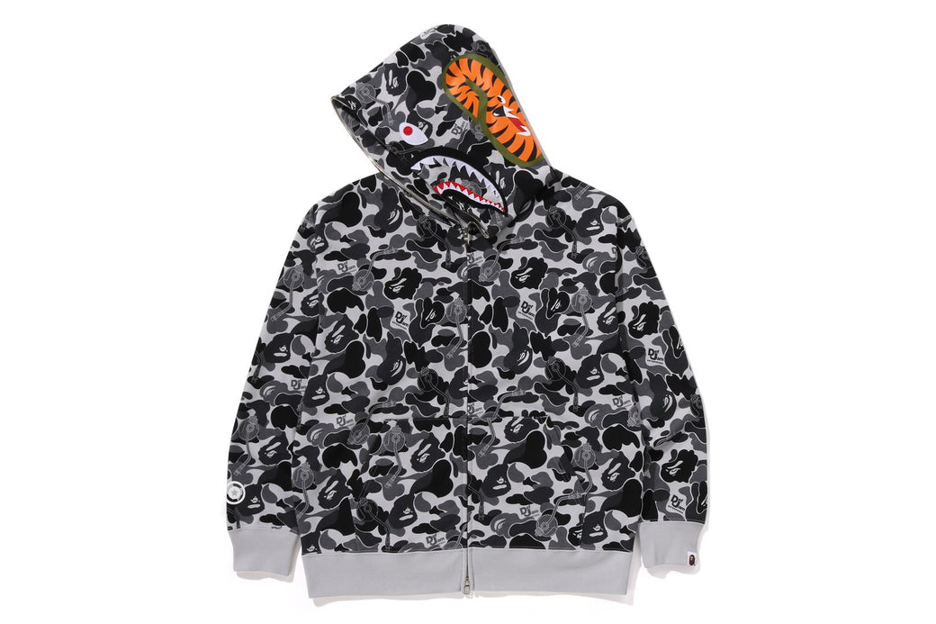 BAPE X DEF JAM 】CAMO SHARK RELAXED FIT FULL ZIP HOODIE | bape.com