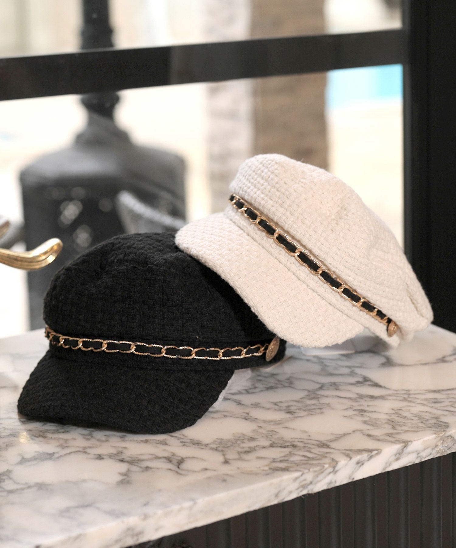 チェーン付きジュート風キャスケット JB23086 | レディース