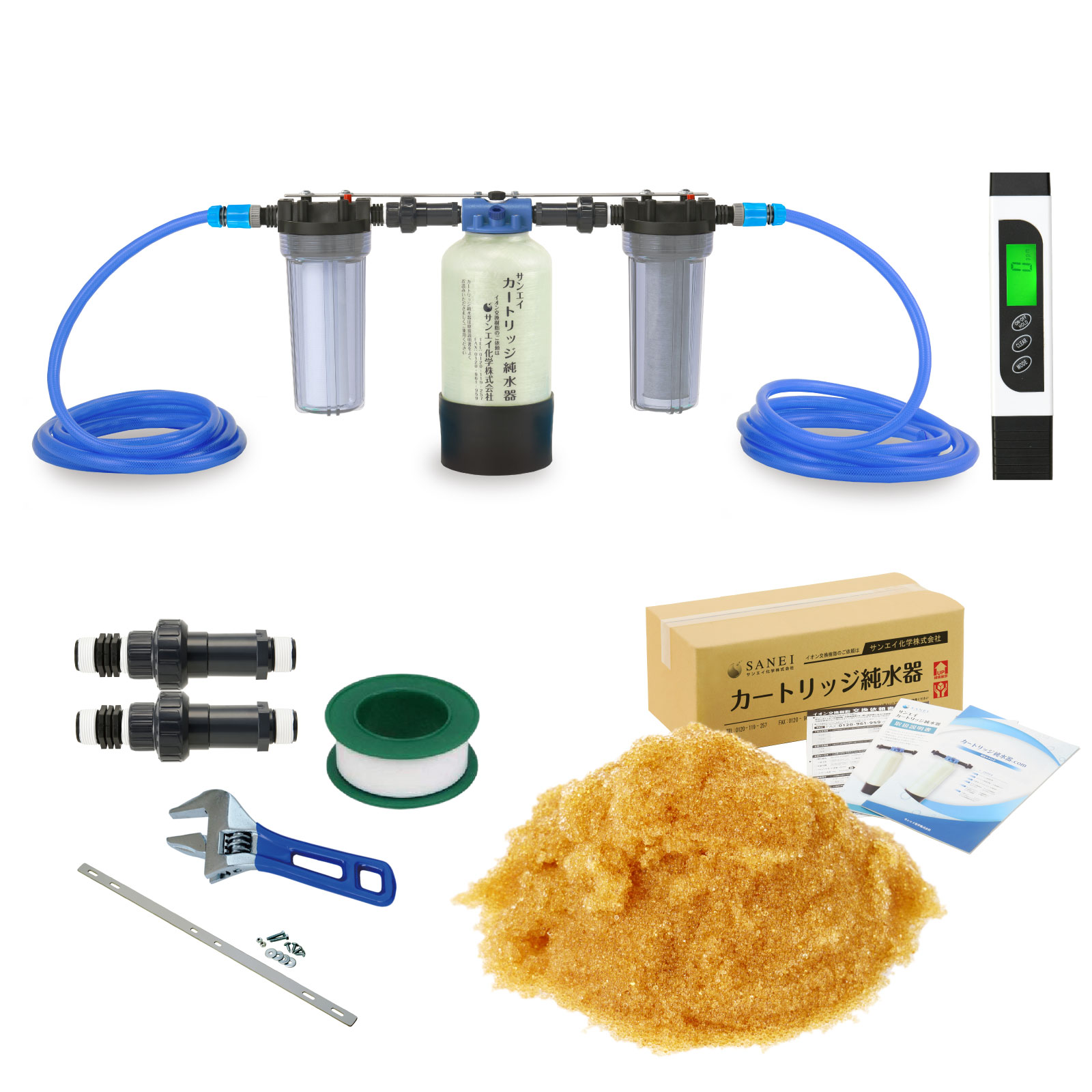 サンエイ化学 カートリッジ純水器 3L プロタイプ フィルター＋ホース