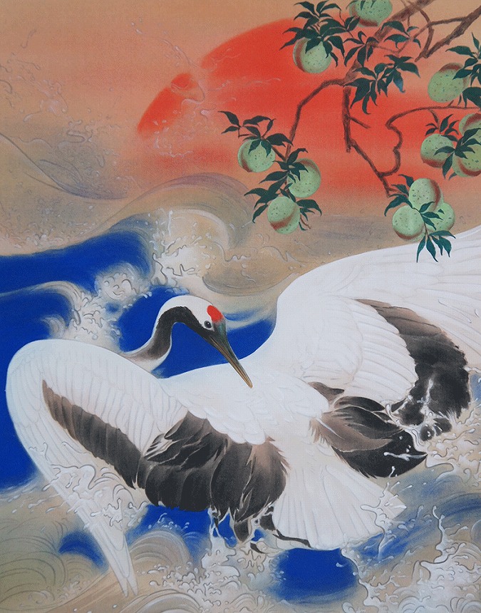 稲垣雅彦 旭波祥鶴 (大幅) | 掛軸(掛け軸)販売／表装ご依頼は掛軸