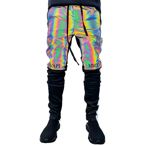 GUAPI RAINBOW REFLECTIVE BIKER TRACK PANTS | KingStar