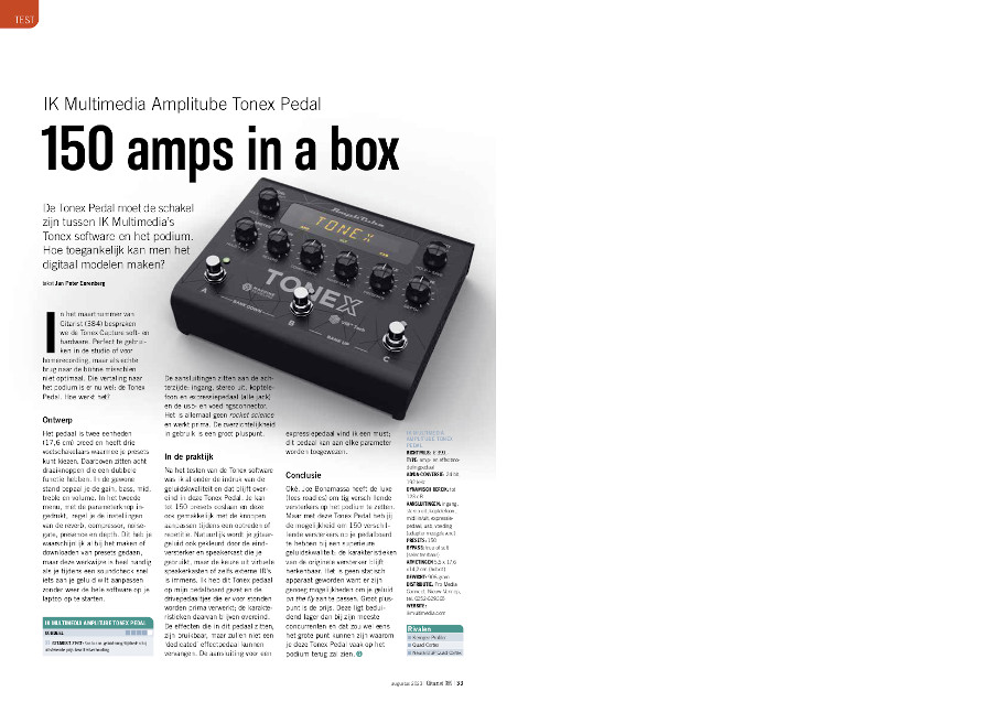 IK Multimedia Amplitube Tonex Pedal - test uit Gitarist 389