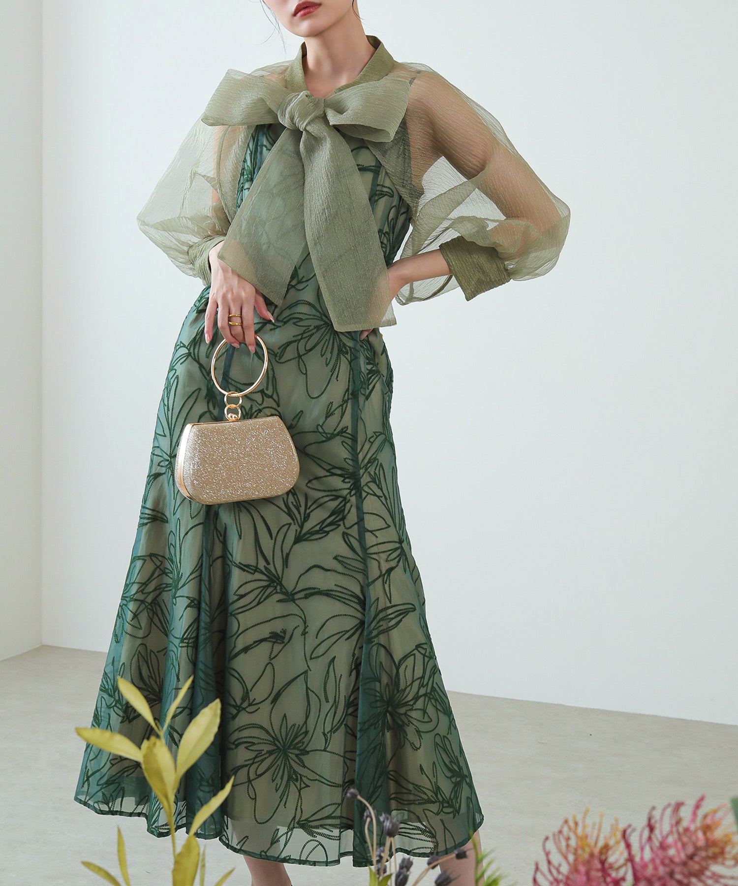 リボン ボレロ キャミワンピース オケージョン 結婚式ドレス