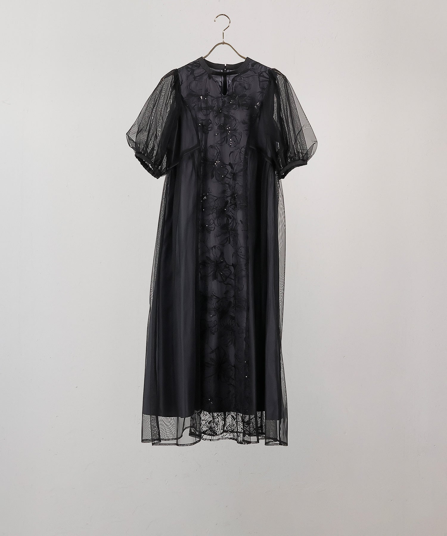 スパンコールレース Aライン チュールワンピース