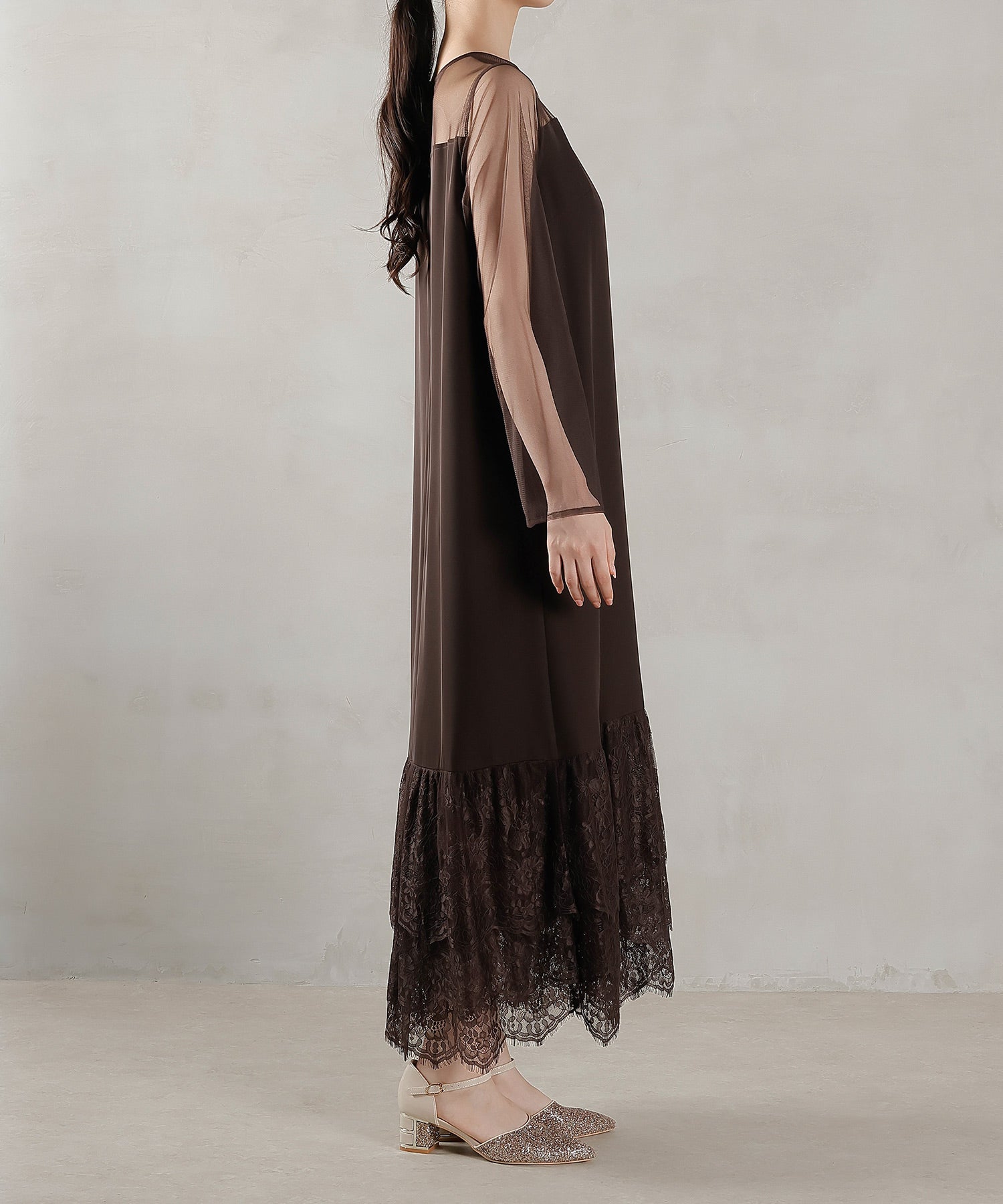 ジレ×レース フリルワンピース 2点セット パーティー ドレス