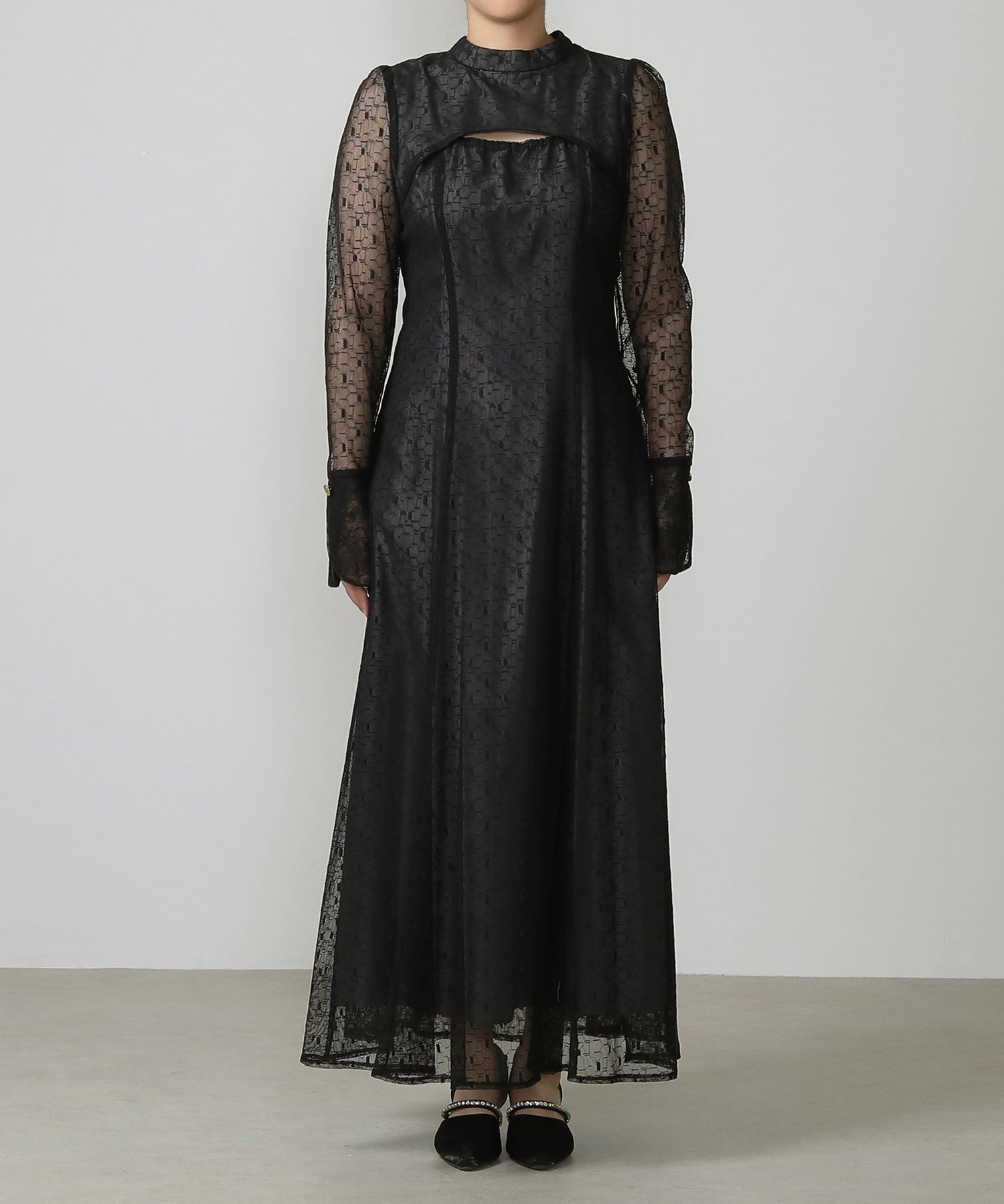 幾何学柄 レース ワンピース オケージョン ドレス 結婚式