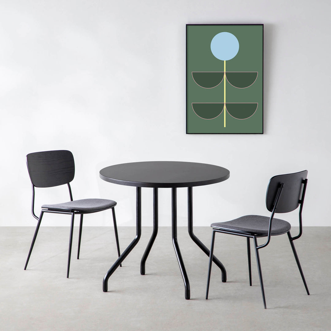 THE CAFE TABLE / ラバーウッド Black Steel 4本脚 × ラウンド φ61