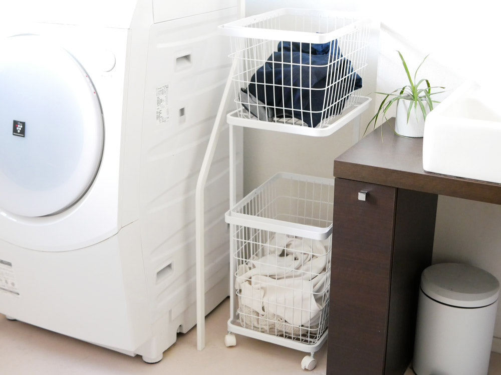 tower/タワー＞ランドリーワゴン＋バスケット ホワイト – カチモ