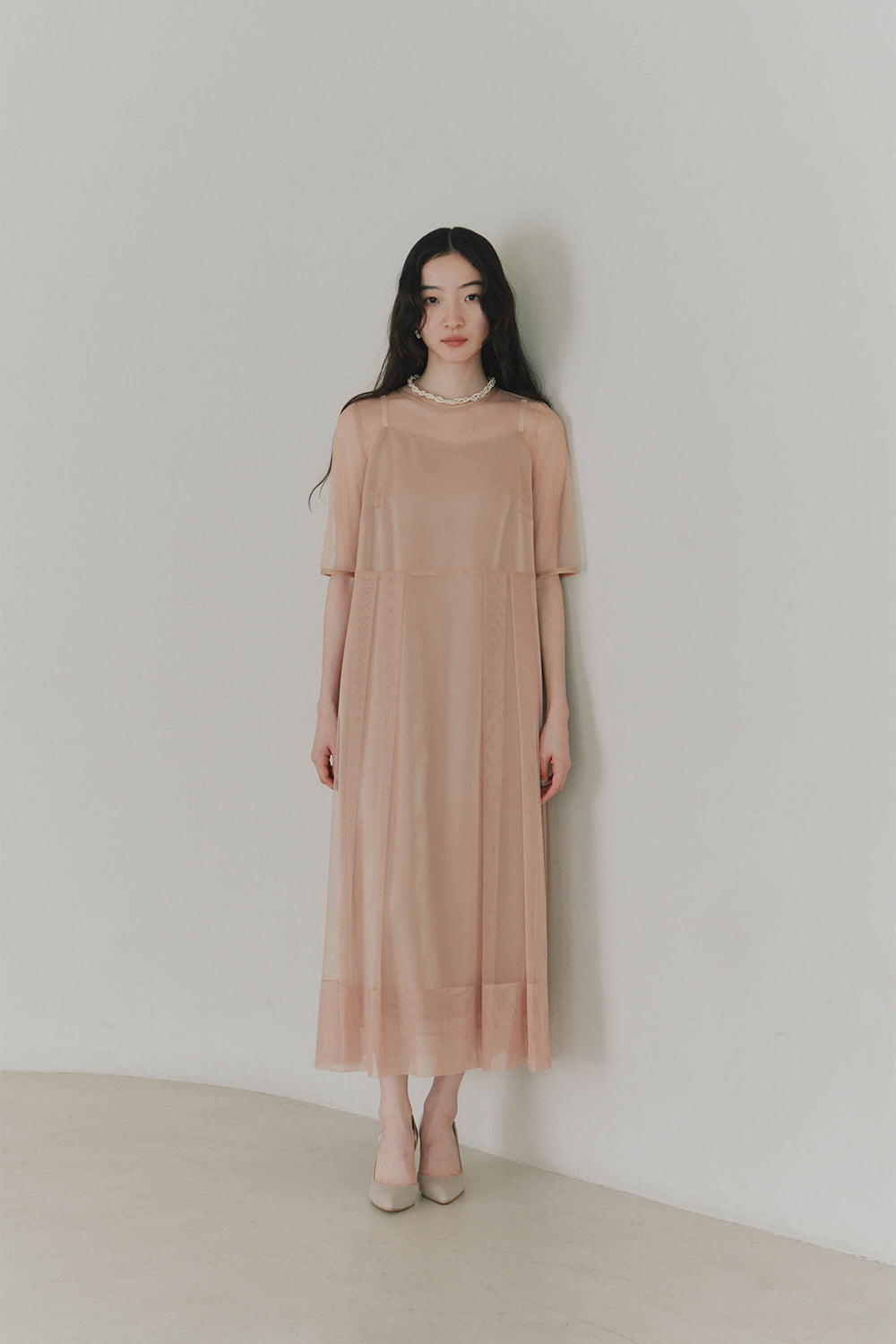 kaene公式オンラインストア シャンブレーキャミドッキングドレス