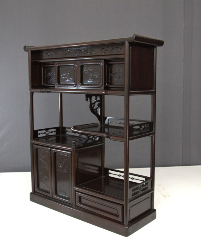 飾り棚: 花梨 筆返し6枚戸3尺棚 no.8613 / 唐木家具OSAKA